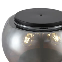 QAZQA Tischlampen|Wohnzimmerlampen*Design-Tischleuchte schwarz mit Rauchglas 3-flammig - Bino