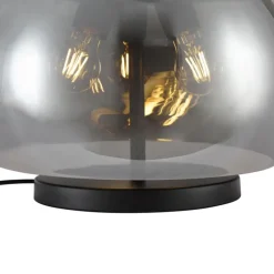 QAZQA Tischlampen|Wohnzimmerlampen*Design-Tischleuchte schwarz mit Rauchglas 3-flammig - Bino