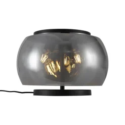 QAZQA Tischlampen|Wohnzimmerlampen*Design-Tischleuchte schwarz mit Rauchglas 3-flammig - Bino