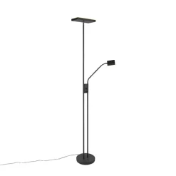 QAZQA Schlafzimmerlampen|Wohnzimmerlampen*Design-Uplighter Jazzy mit Leselampe eckig schwarz