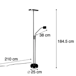 QAZQA Schlafzimmerlampen|Wohnzimmerlampen*Design-Uplighter Jazzy mit Leselampe eckig schwarz
