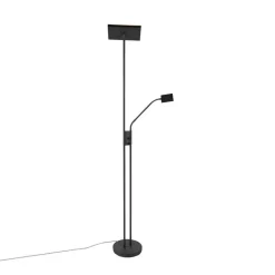 QAZQA Schlafzimmerlampen|Wohnzimmerlampen*Design-Uplighter Jazzy mit Leselampe eckig schwarz