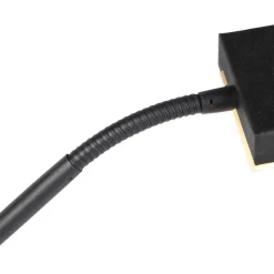 QAZQA Schlafzimmerlampen|Wohnzimmerlampen*Design-Uplighter Jazzy mit Leselampe eckig schwarz