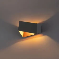 QAZQA Schlafzimmerlampen|Küchenlampen*Design-Wandleuchte grau mit Kupfer-Interieur - Fold