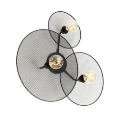 QAZQA Wandleuchten|Wohnzimmerlampen*Design-Wandleuchte schwarz mit Netz 3-flammig – Jane
