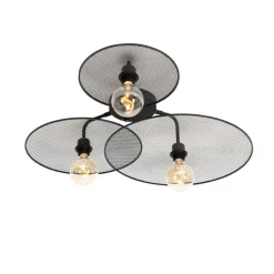 QAZQA Wandleuchten|Wohnzimmerlampen*Design-Wandleuchte schwarz mit Netz 3-flammig – Jane