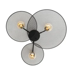 QAZQA Wandleuchten|Wohnzimmerlampen*Design-Wandleuchte schwarz mit Netz 3-flammig – Jane