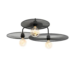 QAZQA Wandleuchten|Wohnzimmerlampen*Design-Wandleuchte schwarz mit Netz 3-flammig – Jane