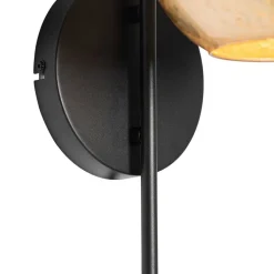 QAZQA Schlafzimmerlampen|Küchenlampen*Design-Wandleuchte schwarz mit goldenem Glas - Bert