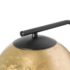 QAZQA Schlafzimmerlampen|Küchenlampen*Design-Wandleuchte schwarz mit goldenem Glas - Bert