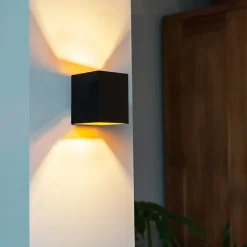QAZQA Wandleuchten|Wohnzimmerlampen*Design-Wandleuchte schwarz und gold quadratisch - Sola