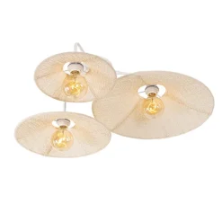 QAZQA Wandleuchten|Wohnzimmerlampen*Design-Wandleuchte weiß mit Stoff 3-flammig – Jane