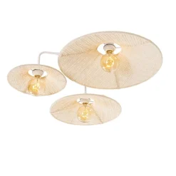 QAZQA Wandleuchten|Wohnzimmerlampen*Design-Wandleuchte weiß mit Stoff 3-flammig – Jane