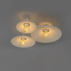 QAZQA Wandleuchten|Wohnzimmerlampen*Design-Wandleuchte weiß mit Stoff 3-flammig – Jane