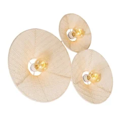 QAZQA Wandleuchten|Wohnzimmerlampen*Design-Wandleuchte weiß mit Stoff 3-flammig – Jane