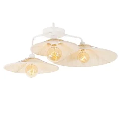 QAZQA Wandleuchten|Wohnzimmerlampen*Design-Wandleuchte weiß mit Stoff 3-flammig – Jane