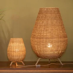 Newgarden Gartenbeleuchtung|Led-Außenleuchten*Dimmbare Stehleuchte aus Rattan IP65 mit Fernbedienung - Saona