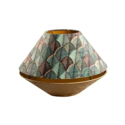 QAZQA Lampenschirme*Doppelter Samtlampenschirm mit Blattdesign in Beige und goldener Innenseite