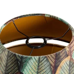 QAZQA Lampenschirme*Doppelter Samtlampenschirm mit Blattdesign in Beige und goldener Innenseite