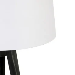 QAZQA Stehlampen|Wohnzimmerlampen*Dreibeinstativ schwarz mit Leinenschirm weiß 45 cm - Dreibeinstativ Classic