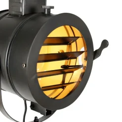 QAZQA Stehlampen|Wohnzimmerlampen*Dreibein-Stehlampe schwarz mit Holz-Studiospot - Radient