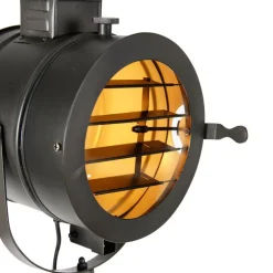 QAZQA Stehlampen|Wohnzimmerlampen*Dreibein-Stehlampe schwarz mit Holz-Studiospot - Radient