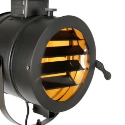 QAZQA Stehlampen|Wohnzimmerlampen*Dreibein-Stehlampe schwarz mit Holz-Studiospot - Radient