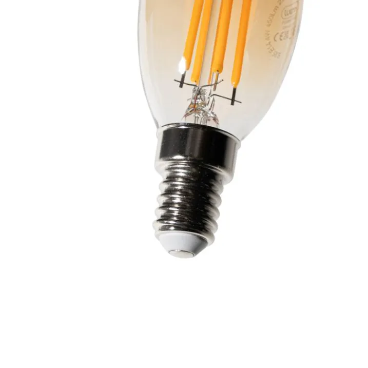 LUEDD Led Lampen|Schlafzimmerlampen*E14 Dimmbare LED-Glühbirne B35 Gold 4W 450 lm 2200K
