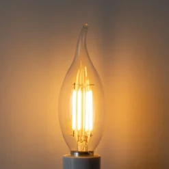 LUEDD Led Lampen|Filament Lampen*E14 Dimmbare LED-Glühbirne BXS35 Klar 4W 450 lm 2200K