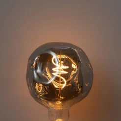 LUEDD Led Lampen*E27 Dimmbare LED-Glühbirne Spiralfilament G125 Spiegel Silber 4W 75 lm 1800K