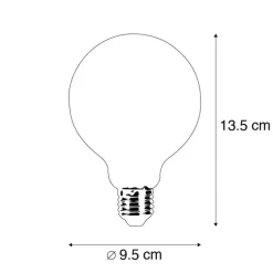 LUEDD Filament Lampen|Led Lampen*E27 dimmbares LED-Leuchtmittel G95 5W 470 lm 2700K