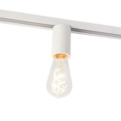 QAZQA Deckenstrahler|Aufbaustrahler*E27 Fassung mit Schienenaufhängung für 1-Phasenschiene weiß - Iconic Jeana