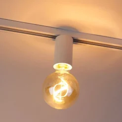 QAZQA Deckenstrahler|Aufbaustrahler*E27 Fassung mit Schienenaufhängung für 1-Phasenschiene weiß - Iconic Jeana