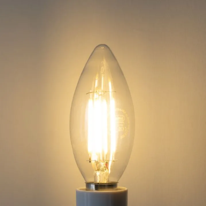 LUEDD Led Lampen|Filament Lampen*E14 3-Stufen-Dimmbare LED-Glühbirne B35 Klar 4W 450 lm 2700K