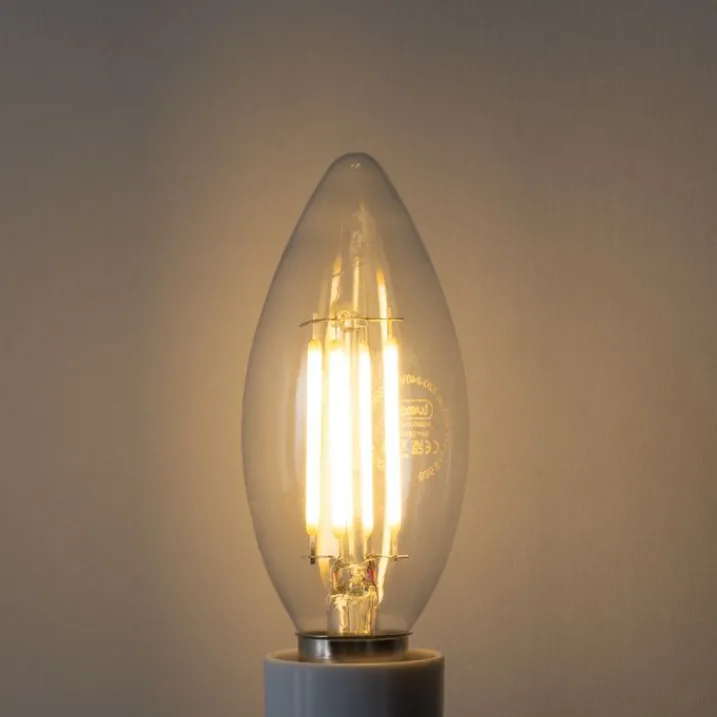 LUEDD Led Lampen|Filament Lampen*E14 3-Stufen-Dimmbare LED-Glühbirne B35 Klar 4W 450 lm 2700K