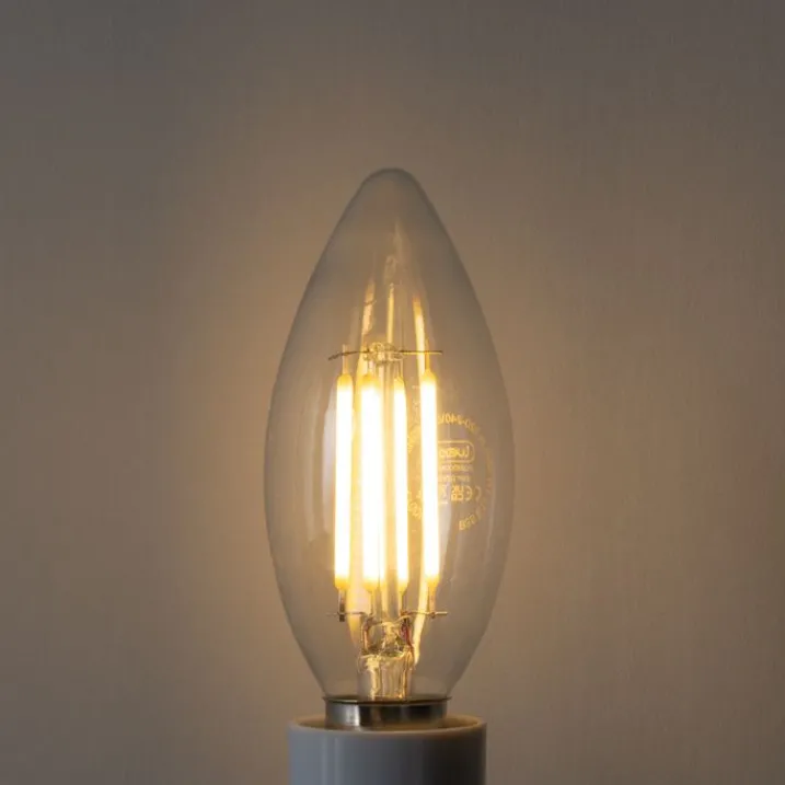 LUEDD Led Lampen|Filament Lampen*E14 3-Stufen-Dimmbare LED-Glühbirne B35 Klar 4W 450 lm 2700K