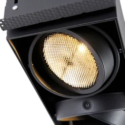 QAZQA Einbaustrahler|Wohnzimmerlampen*Einbau Spot schwarz 2-Licht GU10 AR111 Trimless - Oneon Honey