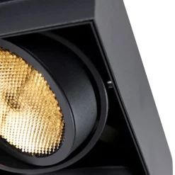 QAZQA Einbaustrahler|Wohnzimmerlampen*Einbau Spot schwarz 2-Licht GU10 AR111 Trimless - Oneon Honey