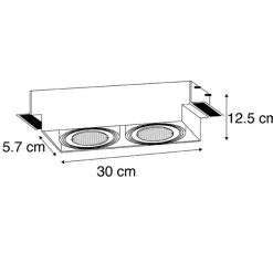 QAZQA Einbaustrahler|Wohnzimmerlampen*Einbau Spot schwarz 2-Licht GU10 AR111 Trimless - Oneon Honey