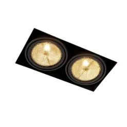 QAZQA Einbaustrahler|Wohnzimmerlampen*Einbau Spot schwarz 2-Licht GU10 AR111 Trimless - Oneon Honey