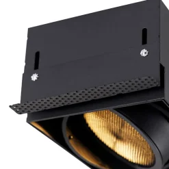QAZQA Einbaustrahler|Wohnzimmerlampen*Einbau Spot schwarz 2-Licht GU10 AR111 Trimless - Oneon Honey