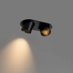 QAZQA Einbaustrahler|Wohnzimmerlampen*Einbauleuchte schwarz GU10 50mm 2-flammig - Installa