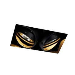 QAZQA Einbaustrahler|Wohnzimmerlampen*Einbaupunkt schwarz 2-Licht GU10 AR111 Trimless - Oneon