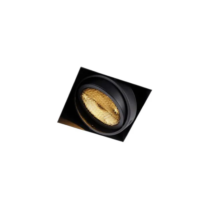 QAZQA Einbaustrahler|Wohnzimmerlampen*Einbaupunkt schwarz 1-Licht GU10 AR111 Trimless - Oneon Honey