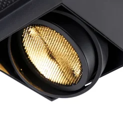 QAZQA Einbaustrahler|Wohnzimmerlampen*Einbaupunkt schwarz 1-Licht GU10 AR111 Trimless - Oneon Honey