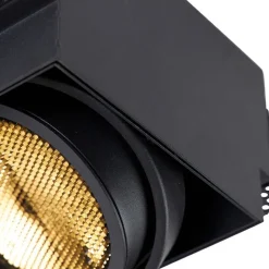 QAZQA Einbaustrahler|Wohnzimmerlampen*Einbaupunkt schwarz 1-Licht GU10 AR111 Trimless - Oneon Honey