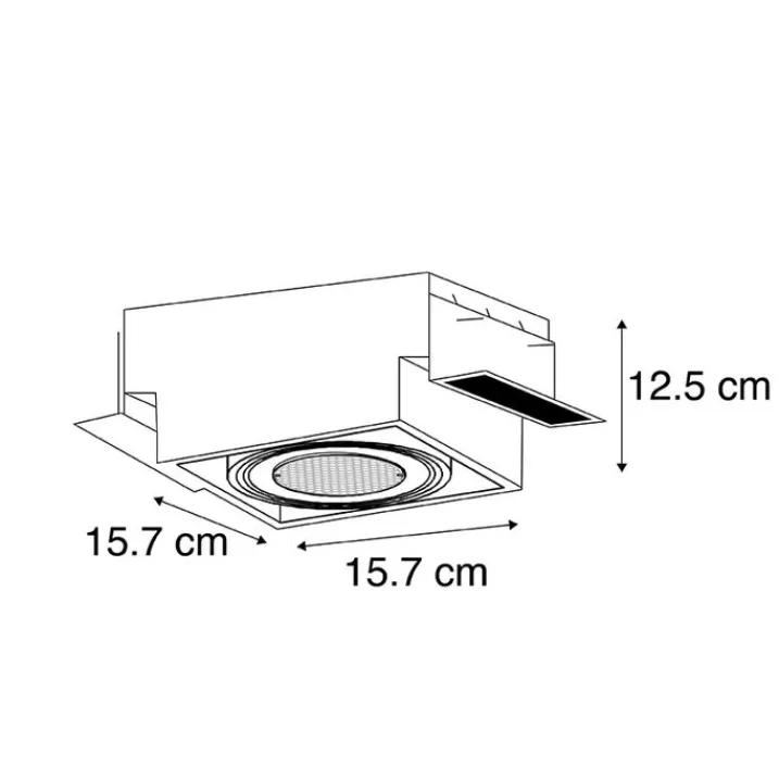 QAZQA Einbaustrahler|Wohnzimmerlampen*Einbaupunkt schwarz 1-Licht GU10 AR111 Trimless - Oneon Honey
