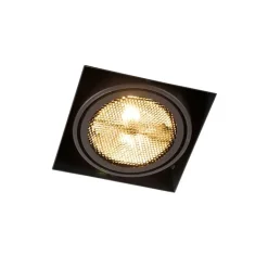 QAZQA Einbaustrahler|Wohnzimmerlampen*Einbaupunkt schwarz 1-Licht GU10 AR111 Trimless - Oneon Honey