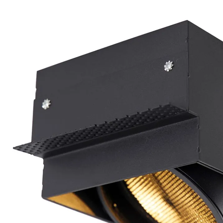 QAZQA Einbaustrahler|Wohnzimmerlampen*Einbaupunkt schwarz 1-Licht GU10 AR111 Trimless - Oneon Honey