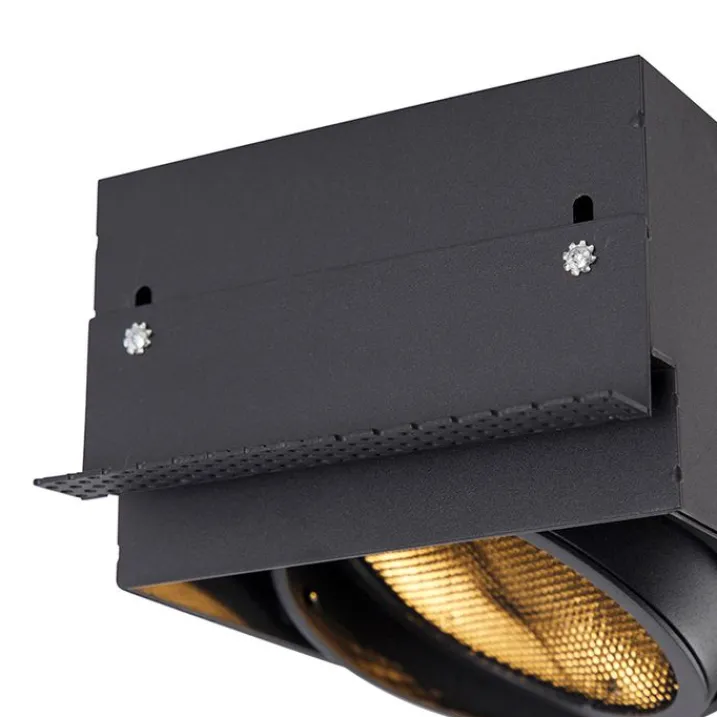 QAZQA Einbaustrahler|Wohnzimmerlampen*Einbaupunkt schwarz 1-Licht GU10 AR111 Trimless - Oneon Honey